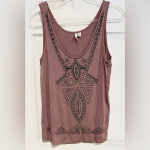 LC by Lauren Conrad Embellished Mauve Sleeveless Top
